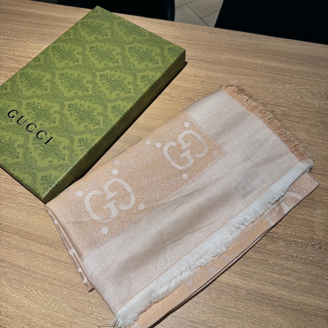 JACQUARD SILK WOOL SHAWL 140 CM BISQUE BEIGE 401261 mysite