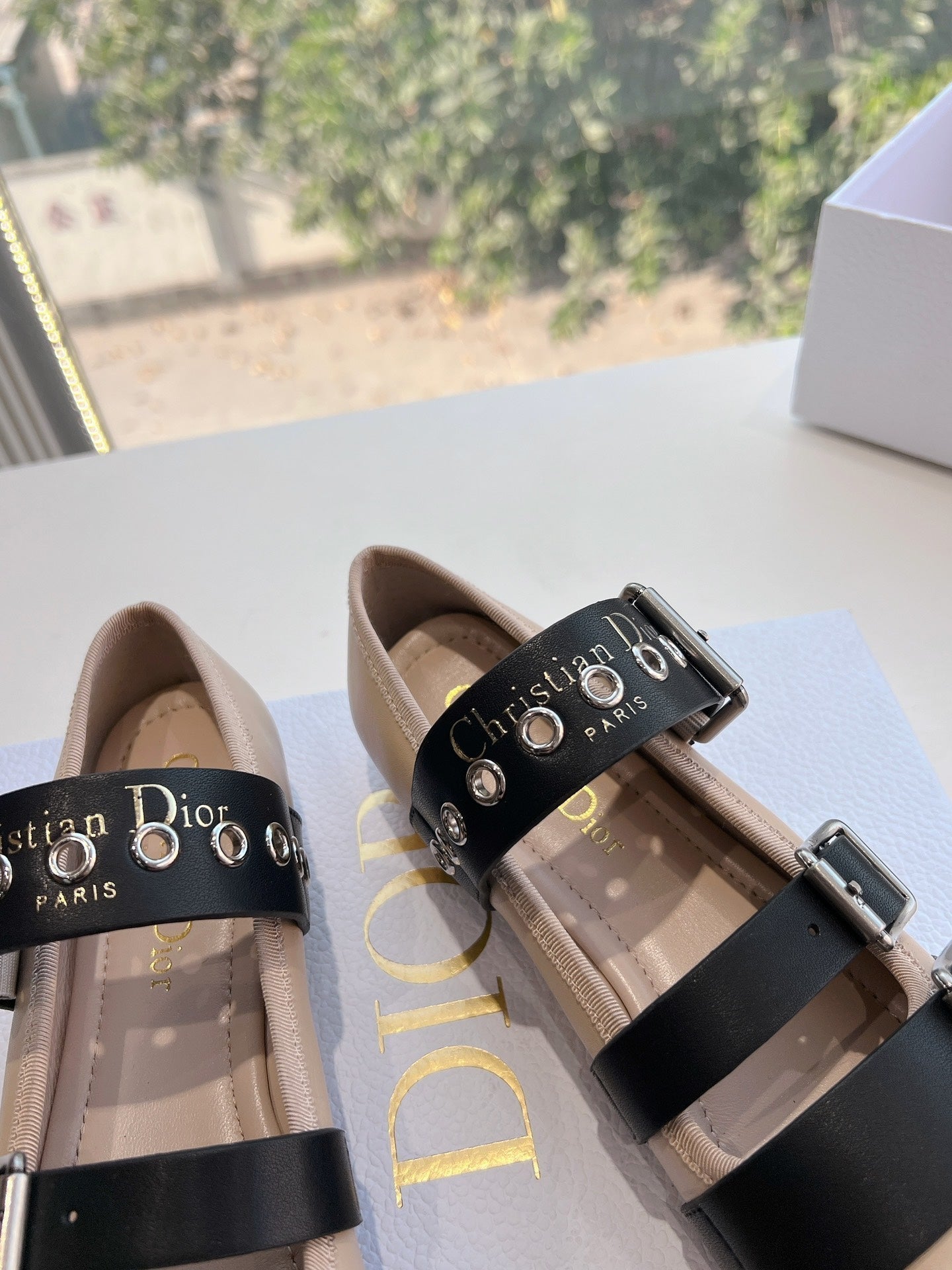 PUNK BALLET FLAT IN CAMEL BEIGE MIX BLACK SUPPLE CALFSKIN mysite