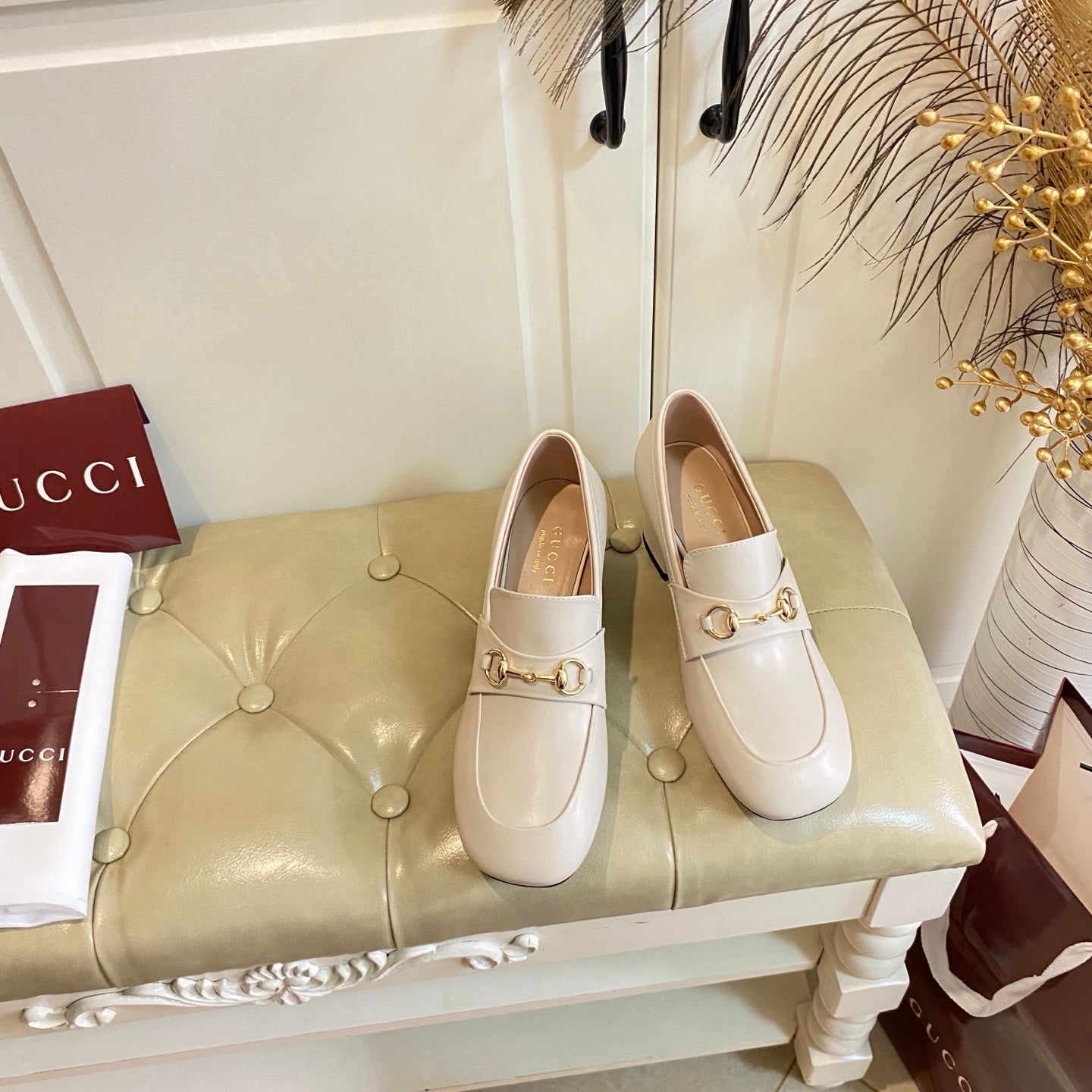 GUCCI 26S HORSEBIT LOAFERS 55 MM IN IVORY SMOOTH CALFSKIN mysite