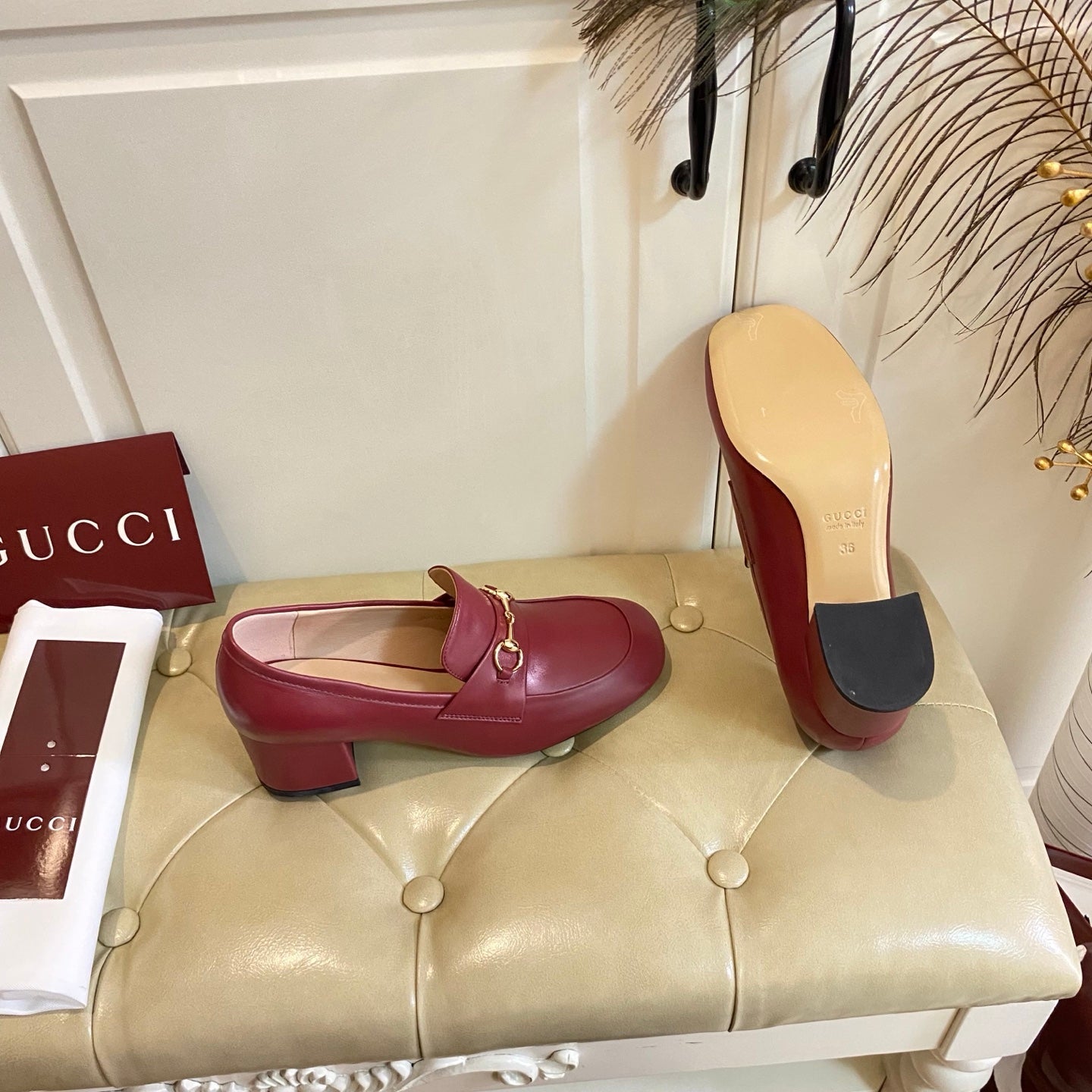 GUCCI 26S HORSEBIT LOAFERS 55 MM IN RED SMOOTH CALFSKIN mysite
