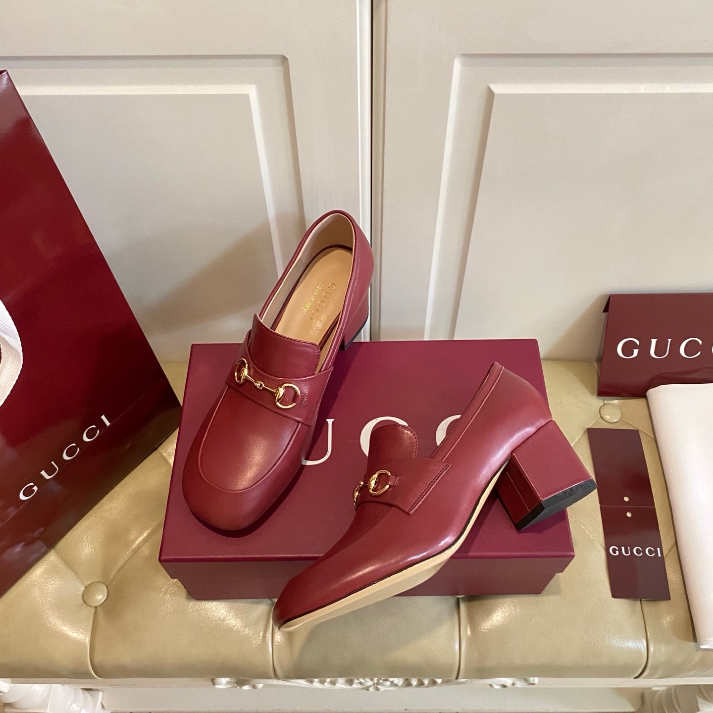 GUCCI 26S HORSEBIT LOAFERS 55 MM IN RED SMOOTH CALFSKIN mysite