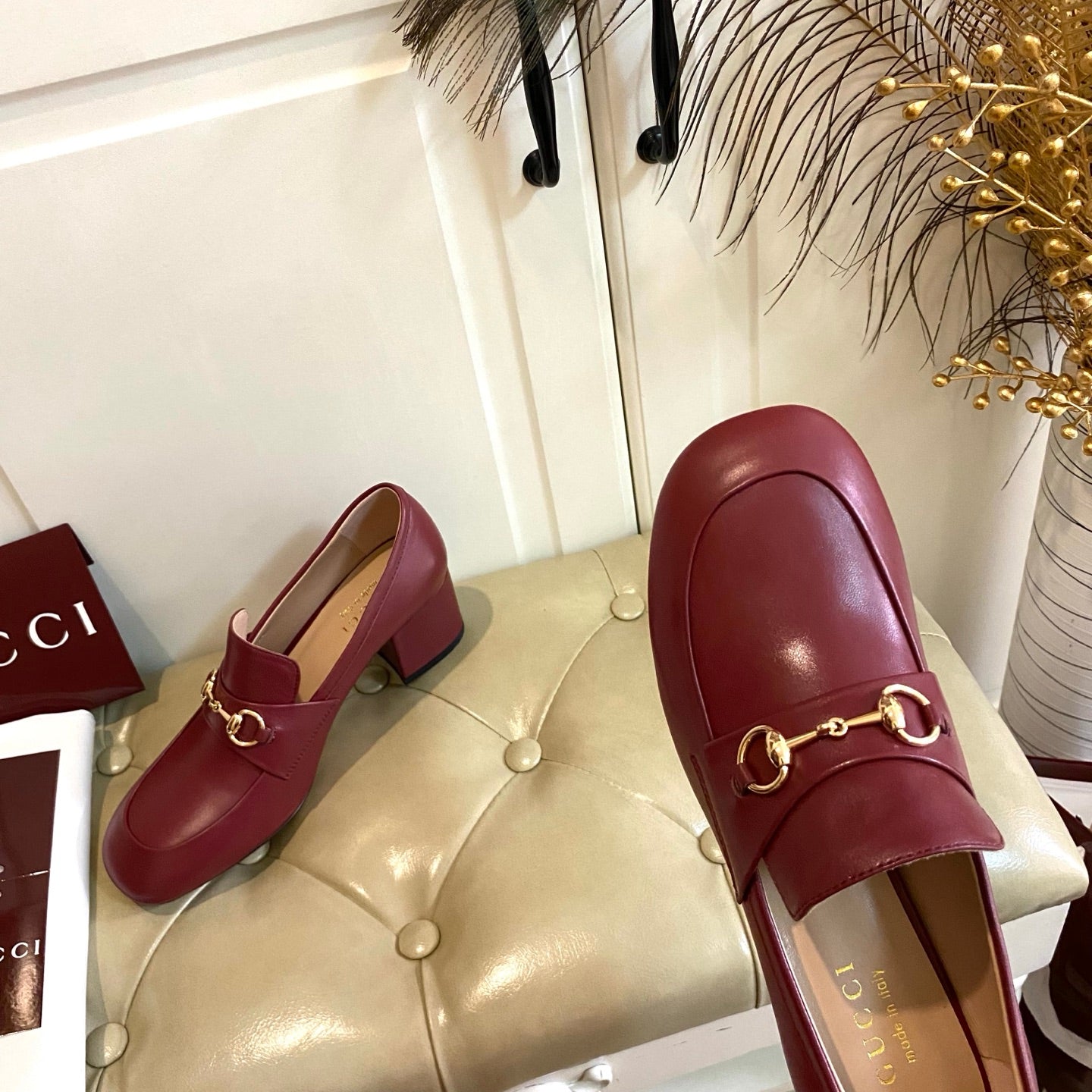 GUCCI 26S HORSEBIT LOAFERS 55 MM IN RED SMOOTH CALFSKIN mysite