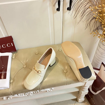 26S HORSEBIT LOAFERS 55 MM IN CREAM WHITE GLOSSY CALFSKIN mysite