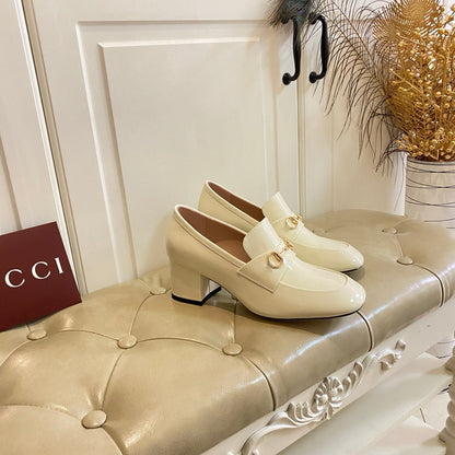26S HORSEBIT LOAFERS 55 MM IN CREAM WHITE GLOSSY CALFSKIN mysite