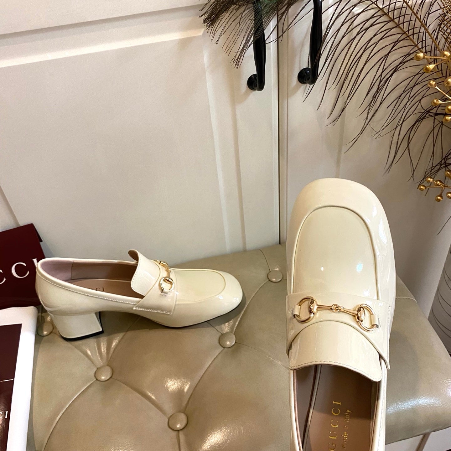 26S HORSEBIT LOAFERS 55 MM IN CREAM WHITE GLOSSY CALFSKIN mysite
