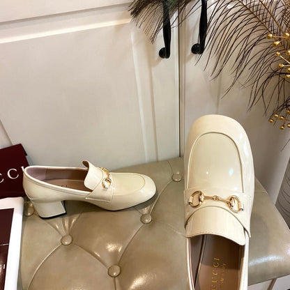 26S HORSEBIT LOAFERS 55 MM IN CREAM WHITE GLOSSY CALFSKIN mysite