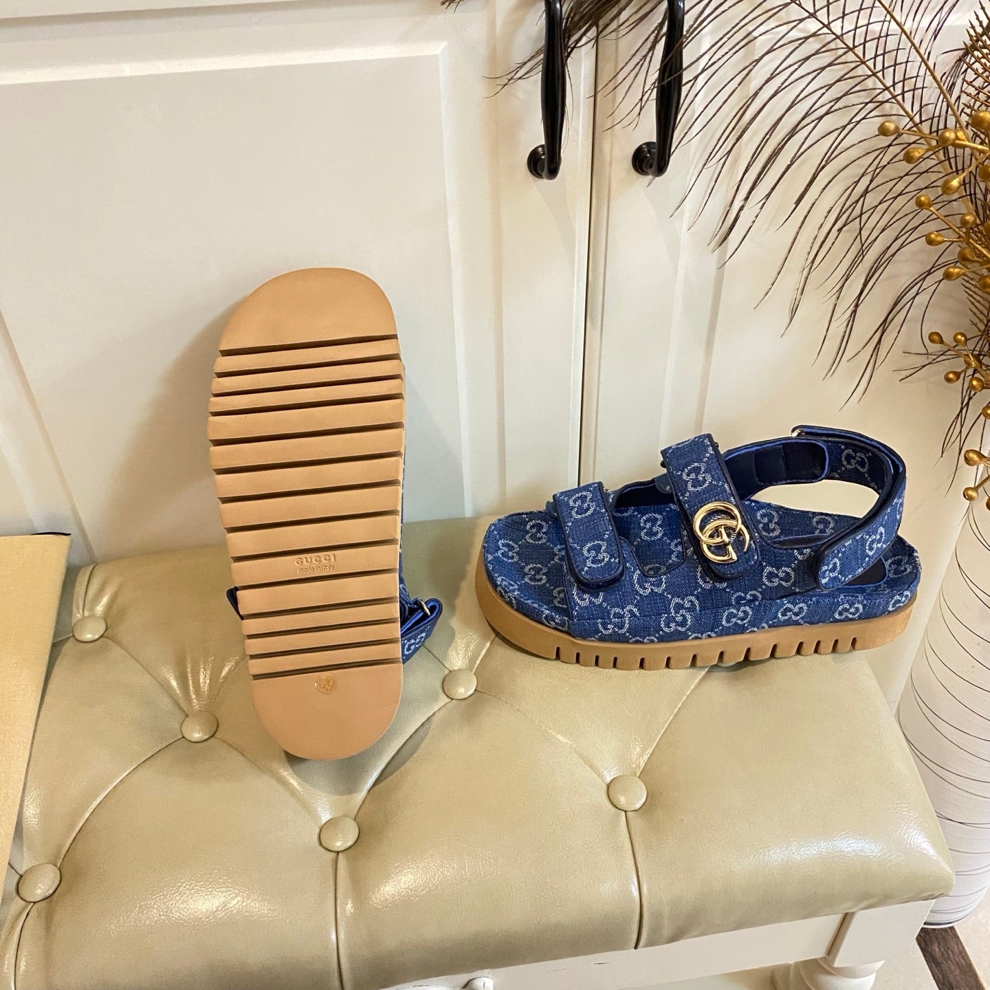 26S SANDALS IN BLUE JACQUARD FABRIC STYLE 2 mysite