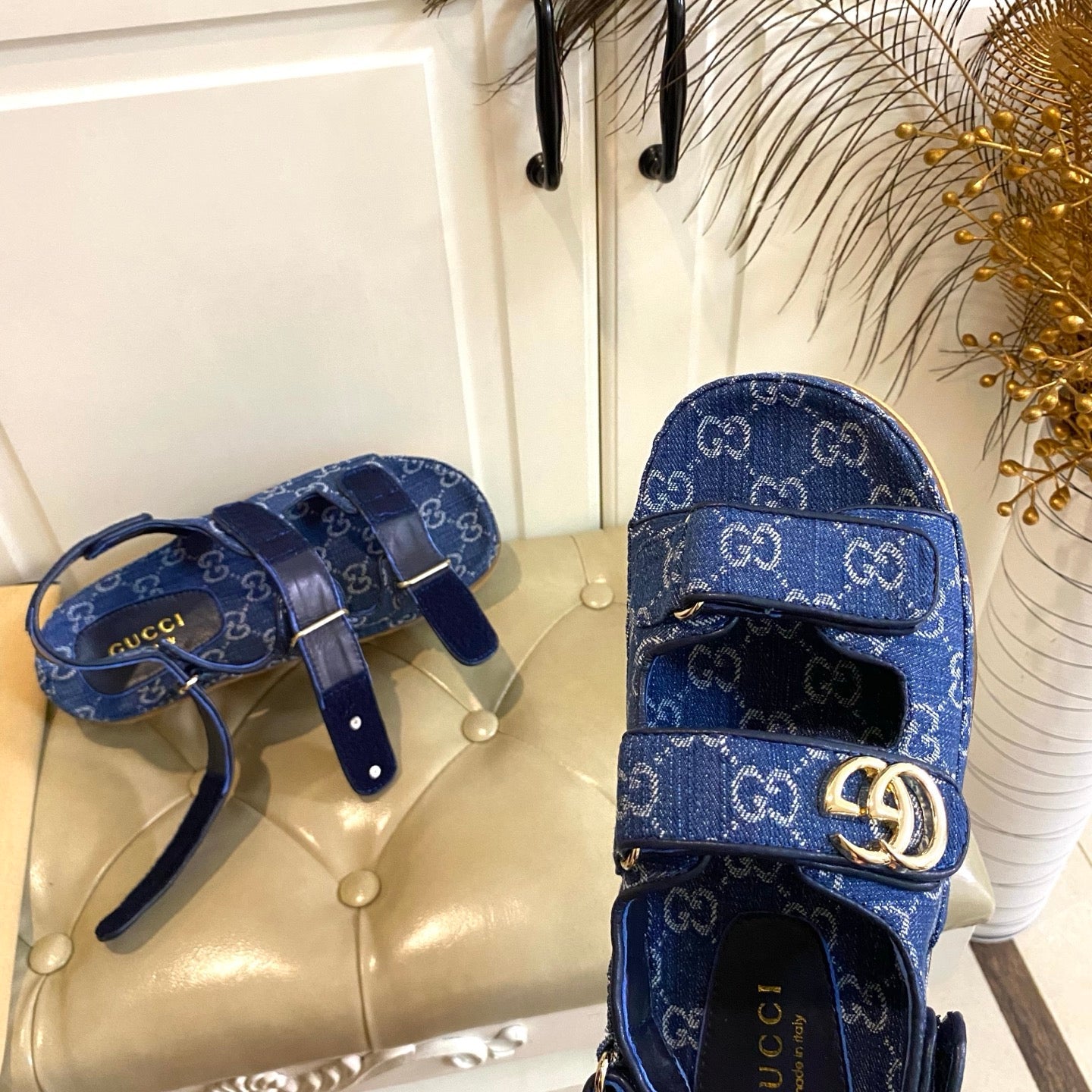 26S SANDALS IN BLUE JACQUARD FABRIC STYLE 2 mysite