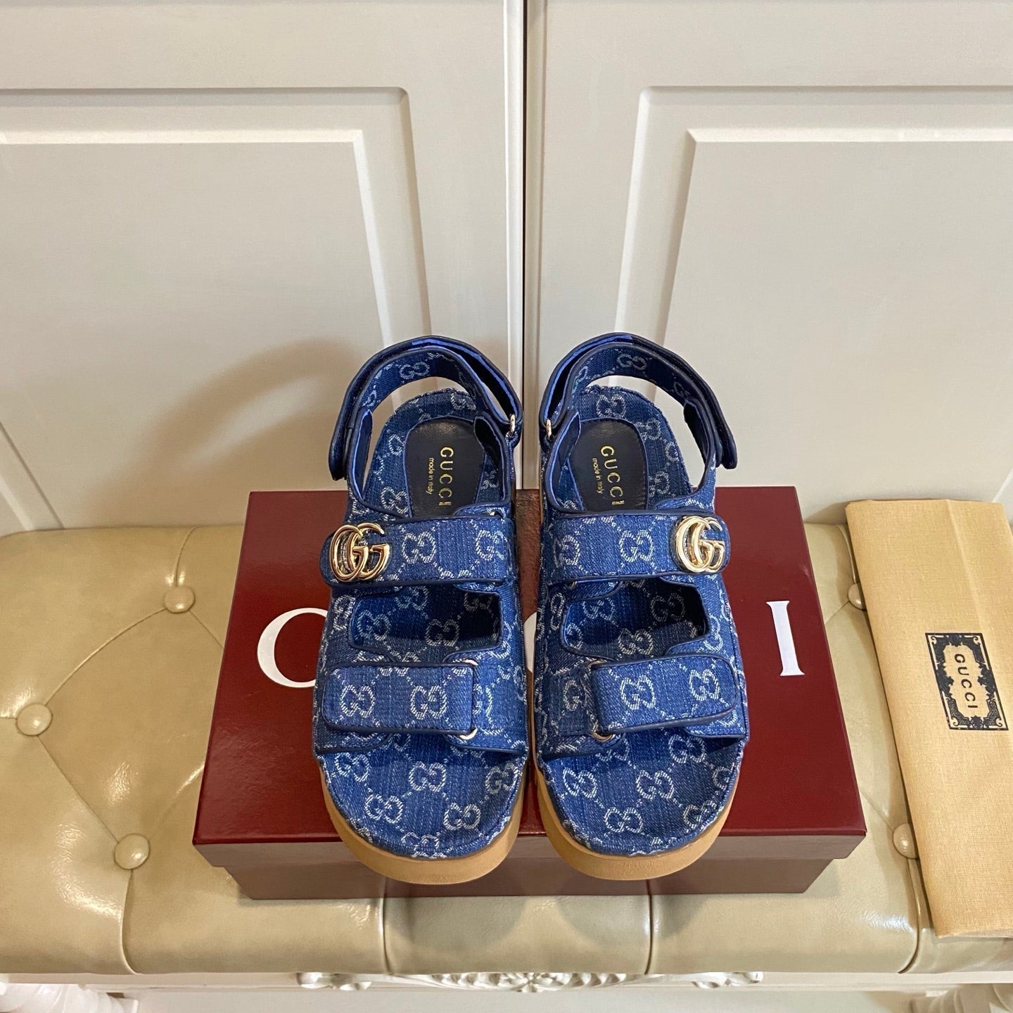 26S SANDALS IN BLUE JACQUARD FABRIC STYLE 2 mysite