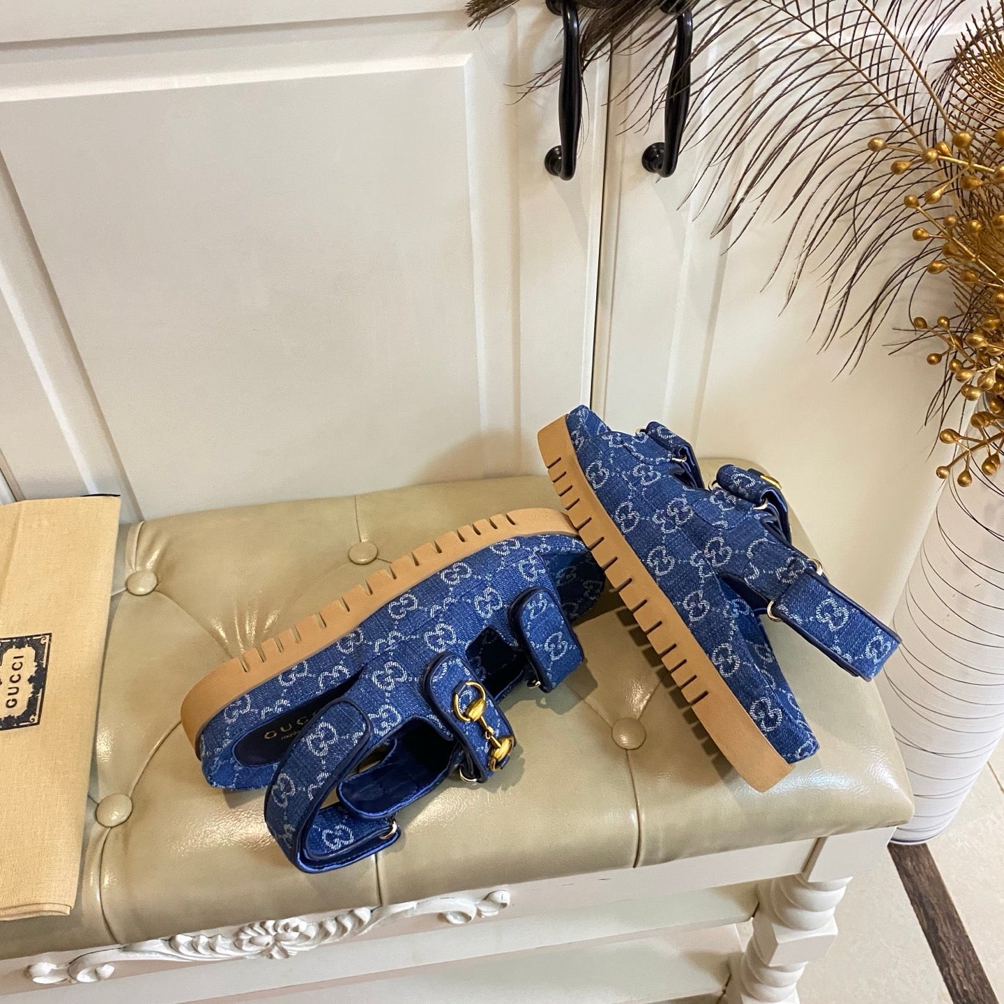 26S SANDALS IN BLUE JACQUARD FABRIC STYLE 1 mysite