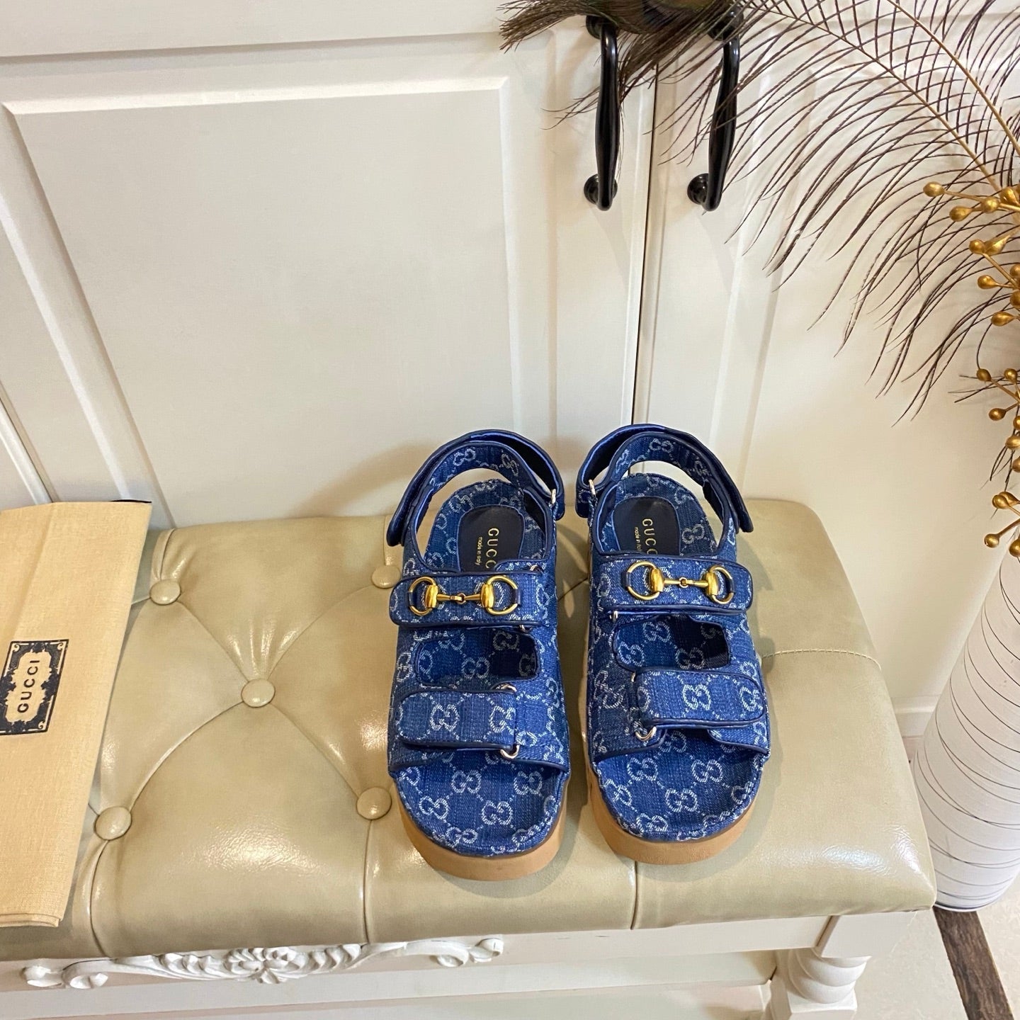 26S SANDALS IN BLUE JACQUARD FABRIC STYLE 1 mysite