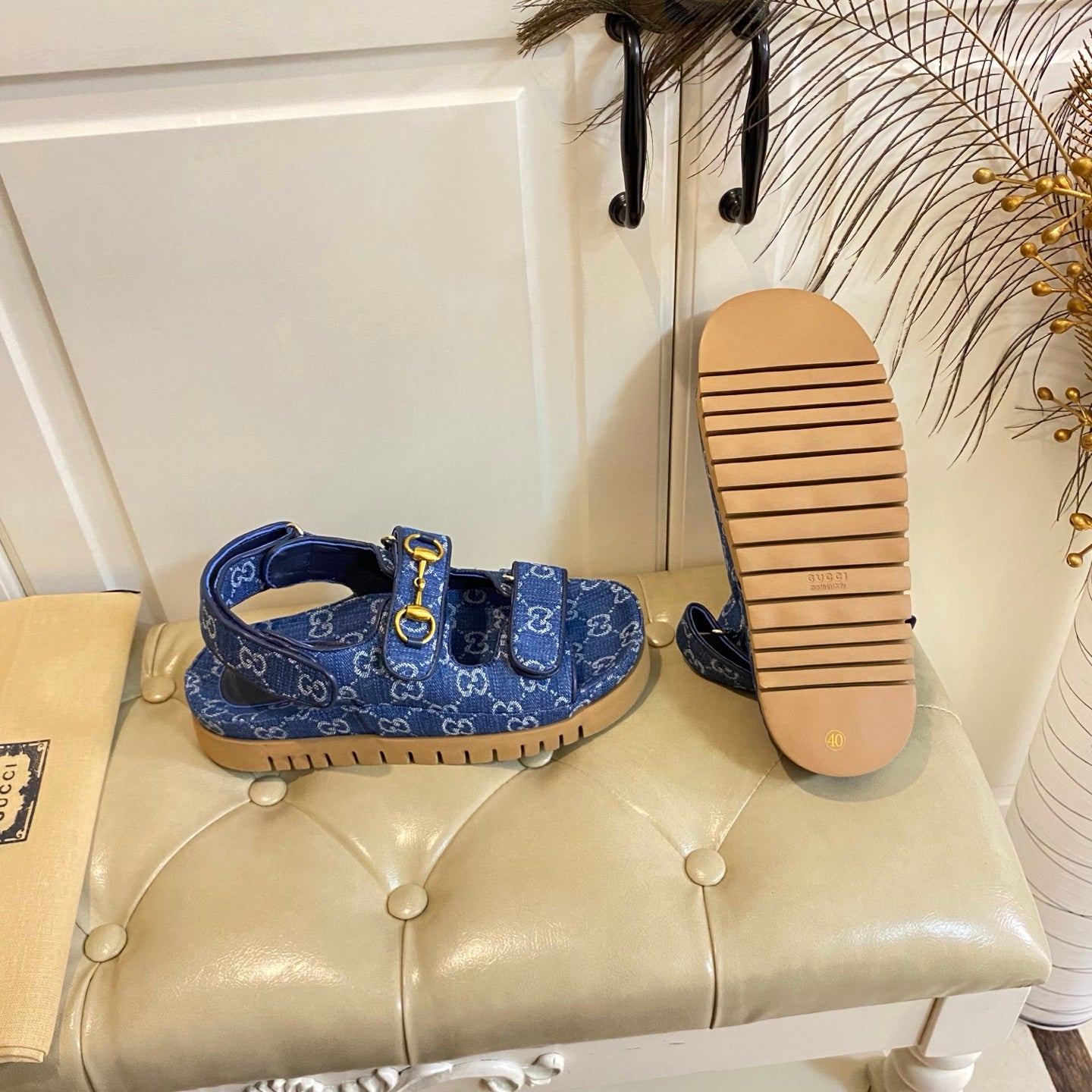 26S SANDALS IN BLUE JACQUARD FABRIC STYLE 1 mysite
