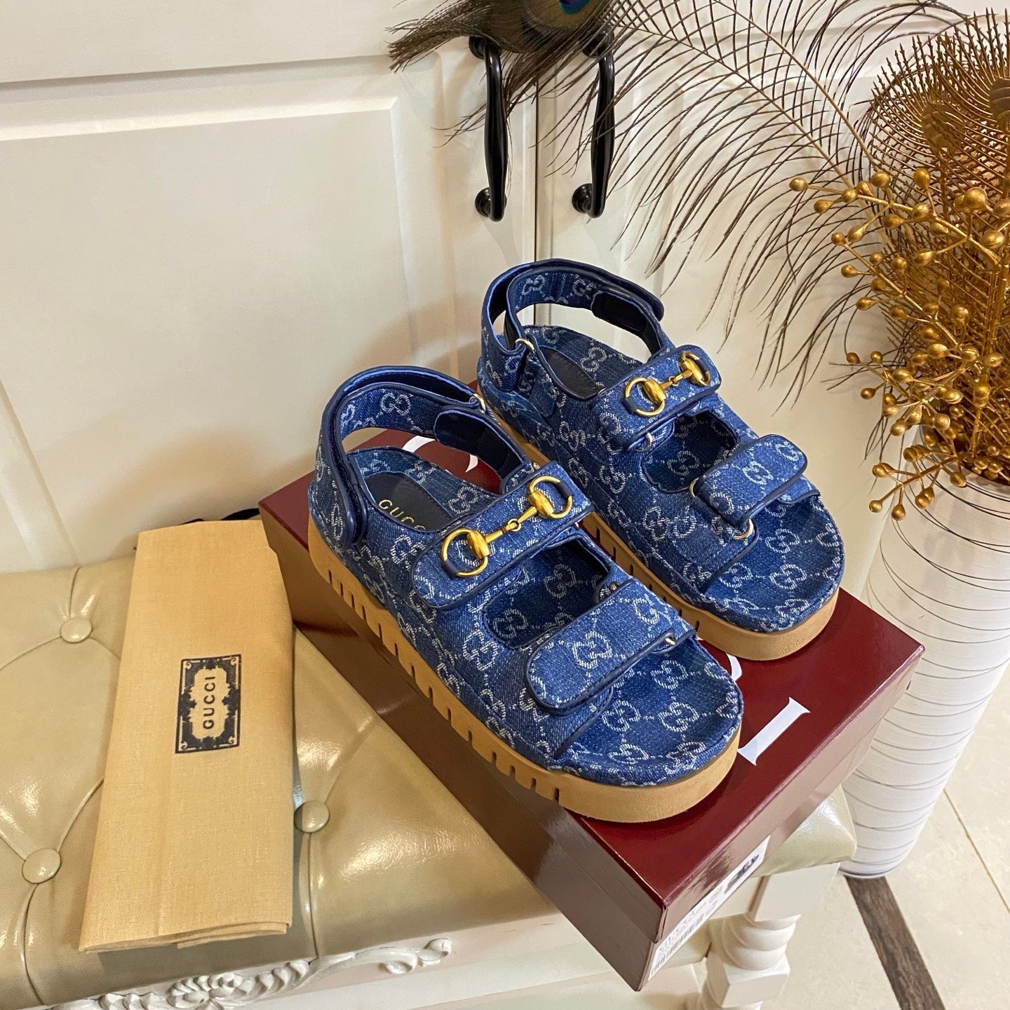 26S SANDALS IN BLUE JACQUARD FABRIC STYLE 1 mysite