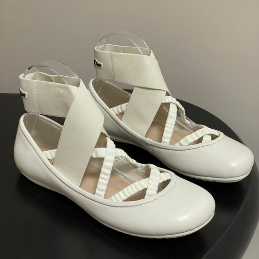 DIOR STRETCH BALLET FLATS 25S IN CREAM WHITE LAMBSKIN WITH CROSSED STRAPS mysite