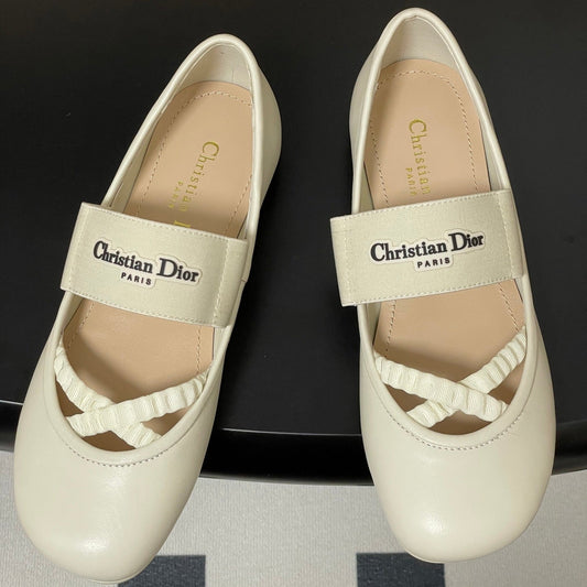 DIOR STRETCH BALLET FLATS 25S IN CREAM WHITE LAMBSKIN mysite