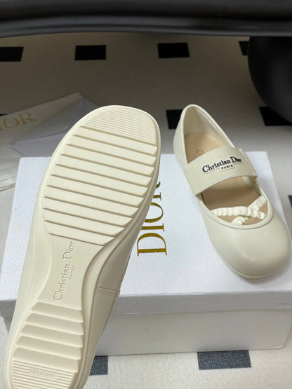 DIOR STRETCH BALLET FLATS 25S IN CREAM WHITE LAMBSKIN mysite