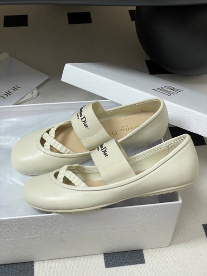 DIOR STRETCH BALLET FLATS 25S IN CREAM WHITE LAMBSKIN mysite