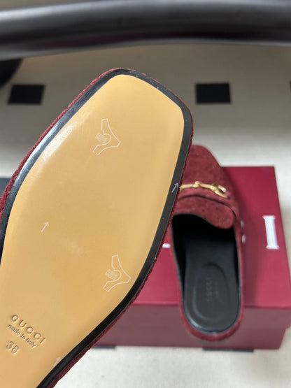 GUCCI 26S HORSEBIT LOAFER MULES IN RED SUEDE mysite