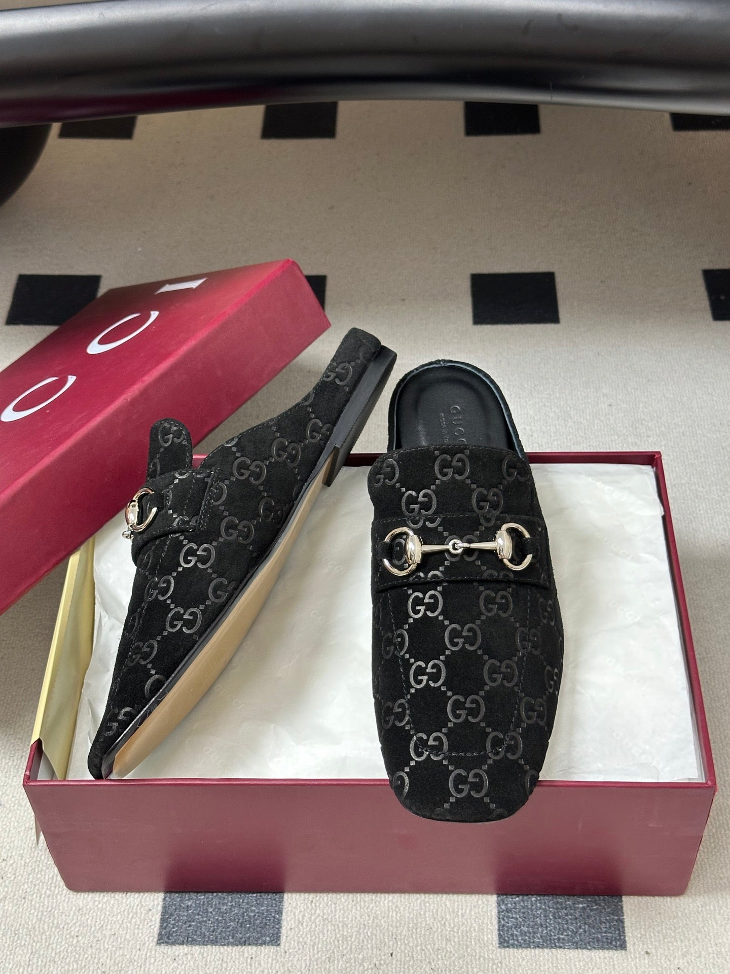 26S HORSEBIT LOAFER MULES IN BLACK SUEDE mysite