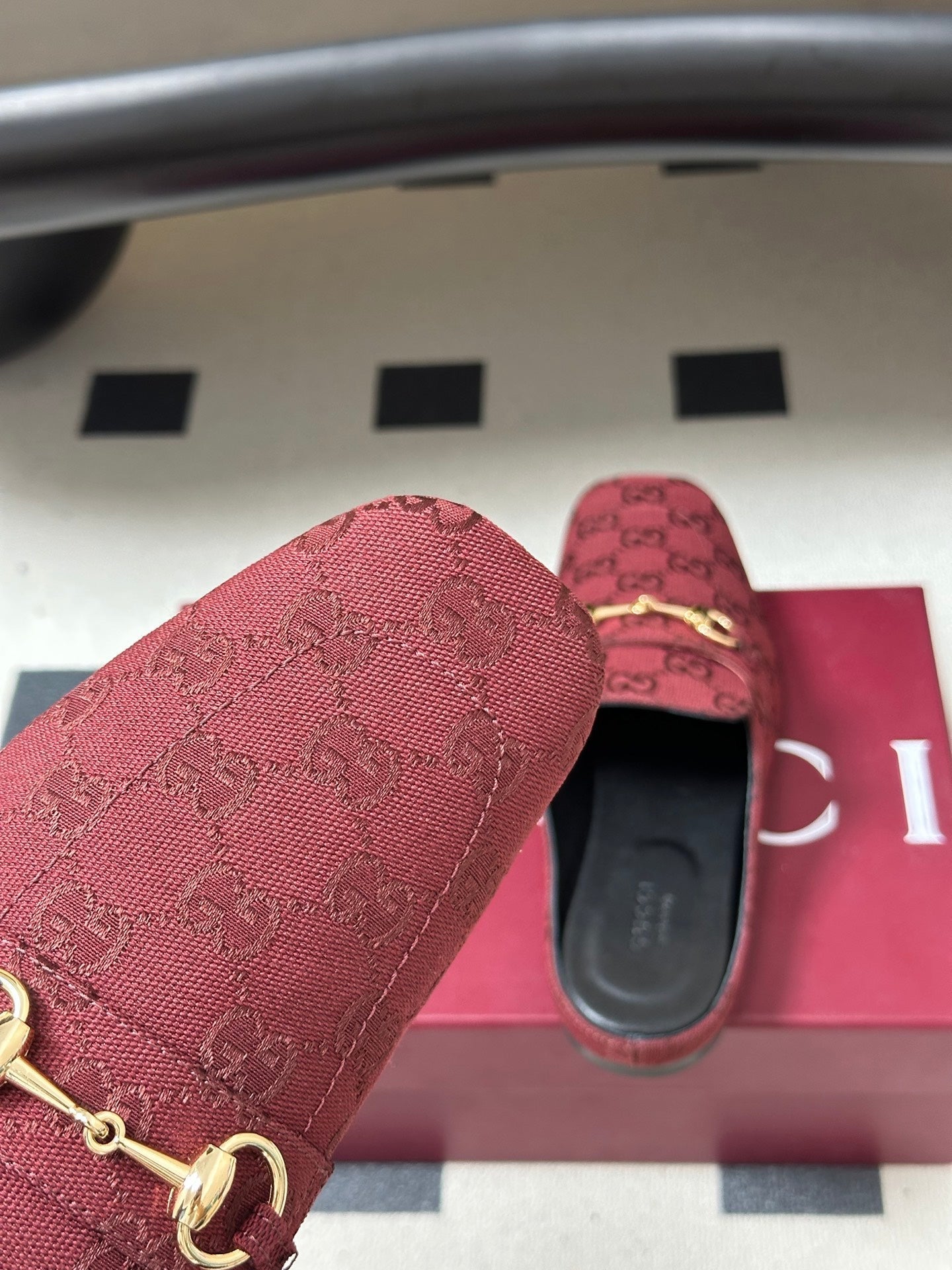 26S HORSEBIT LOAFER MULES IN RED CANVAS mysite