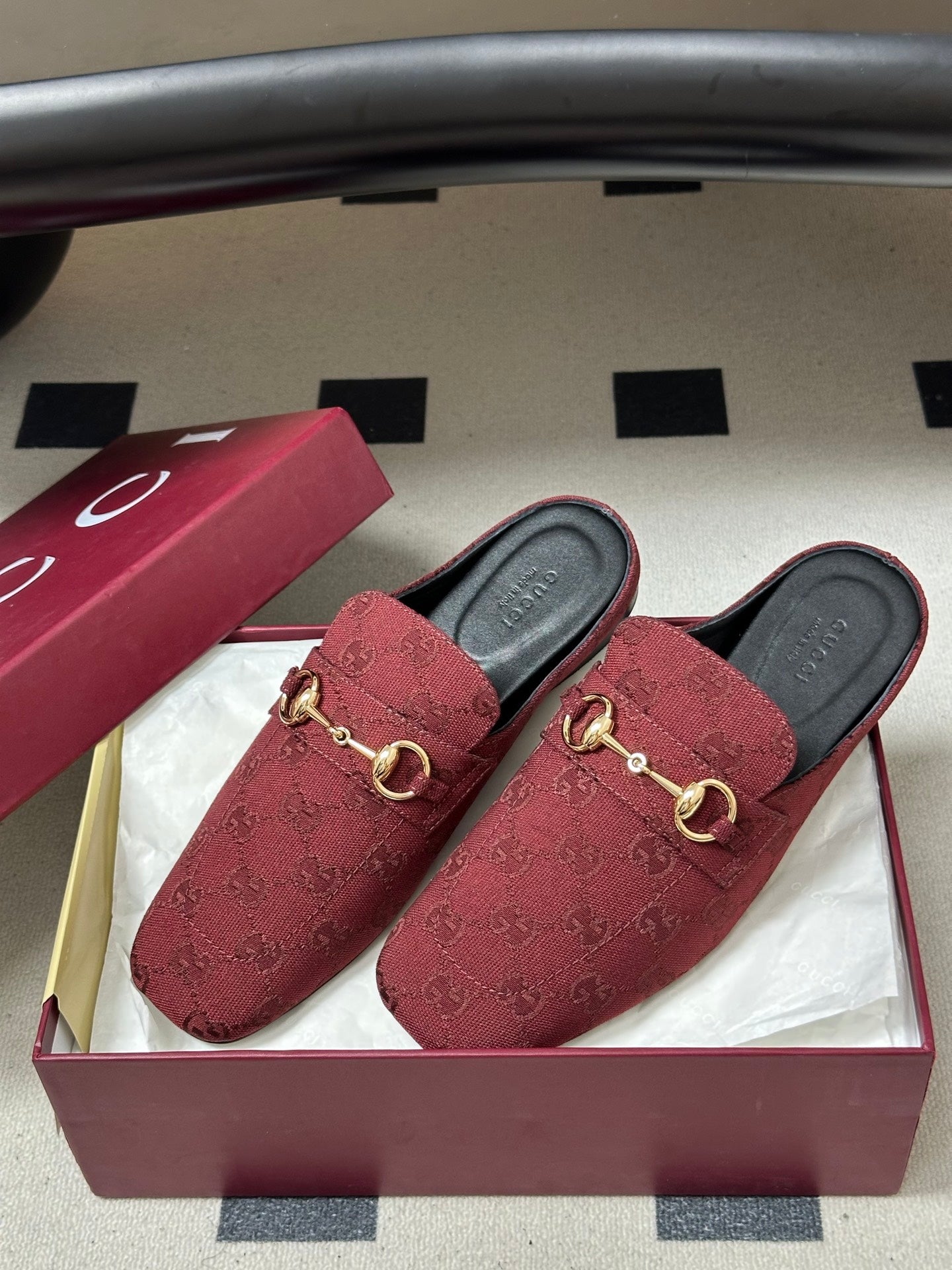 26S HORSEBIT LOAFER MULES IN RED CANVAS mysite