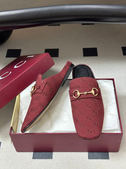 26S HORSEBIT LOAFER MULES IN RED CANVAS mysite