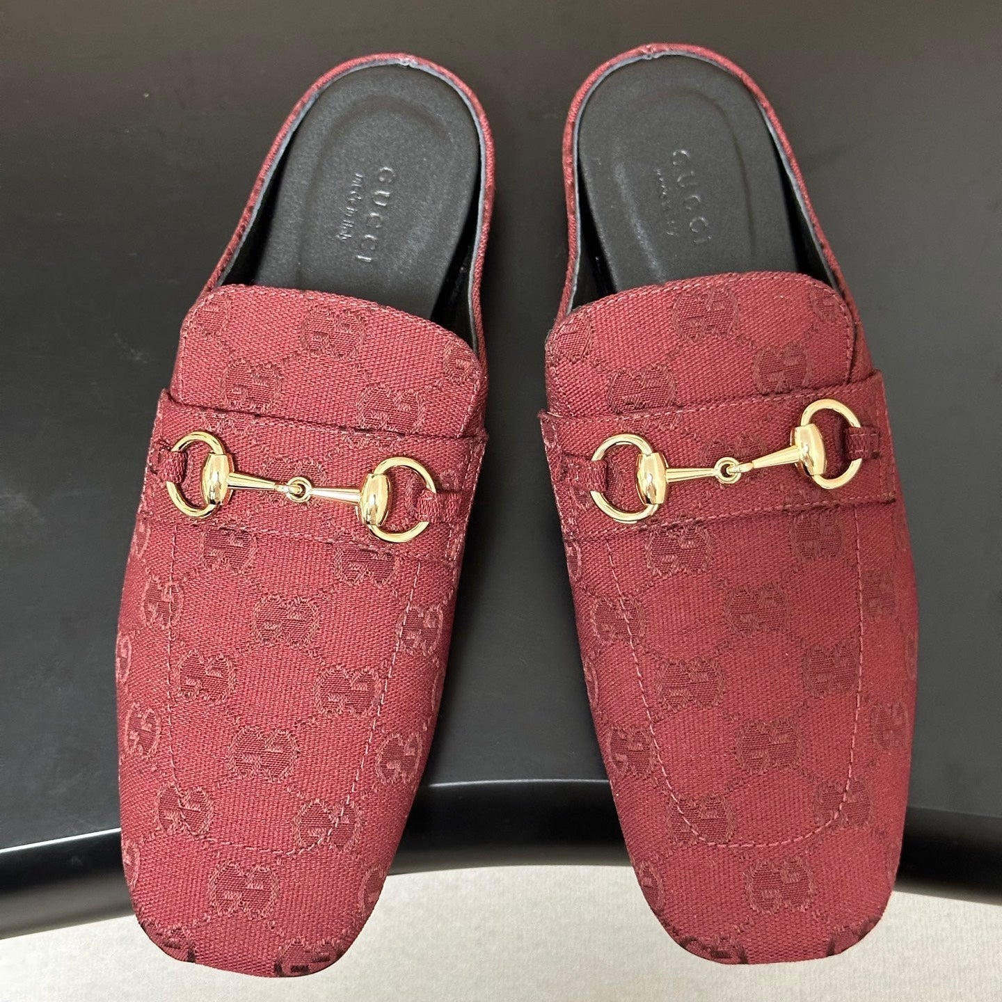 26S HORSEBIT LOAFER MULES IN RED CANVAS mysite