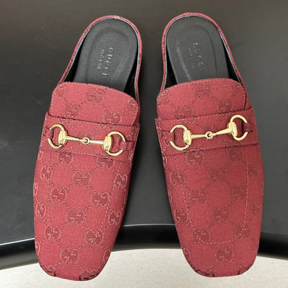 26S HORSEBIT LOAFER MULES IN RED CANVAS mysite
