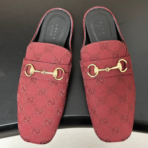 26S HORSEBIT LOAFER MULES IN RED CANVAS mysite
