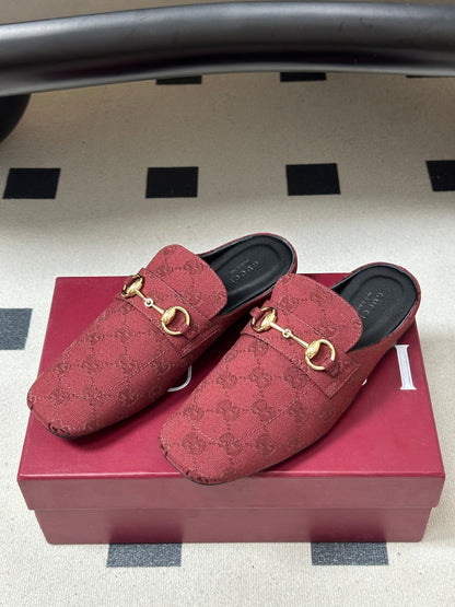 26S HORSEBIT LOAFER MULES IN RED CANVAS mysite