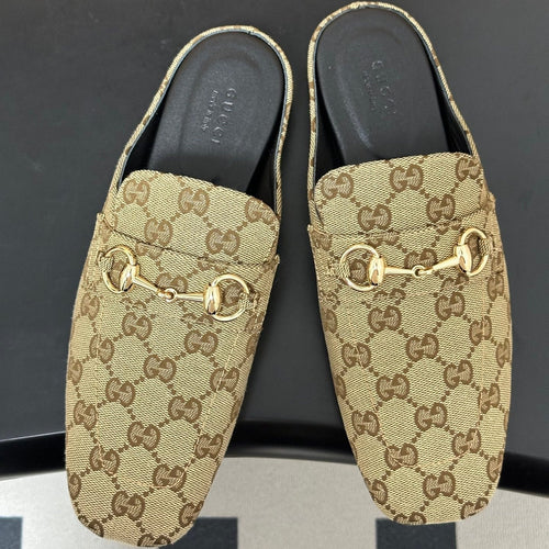 26S HORSEBIT LOAFER MULES IN BEIGE CANVAS mysite