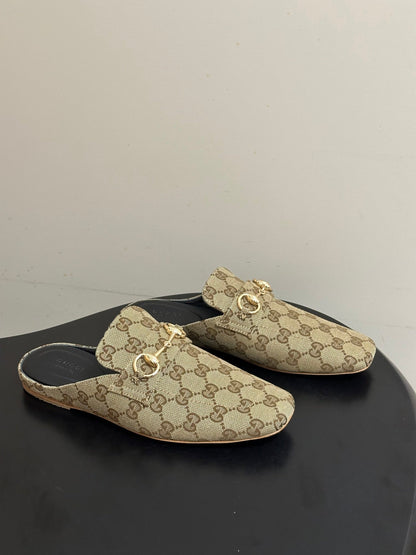 26S HORSEBIT LOAFER MULES IN BEIGE CANVAS mysite