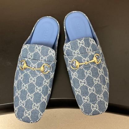 26S HORSEBIT LOAFER MULES IN BLUE DENIM mysite