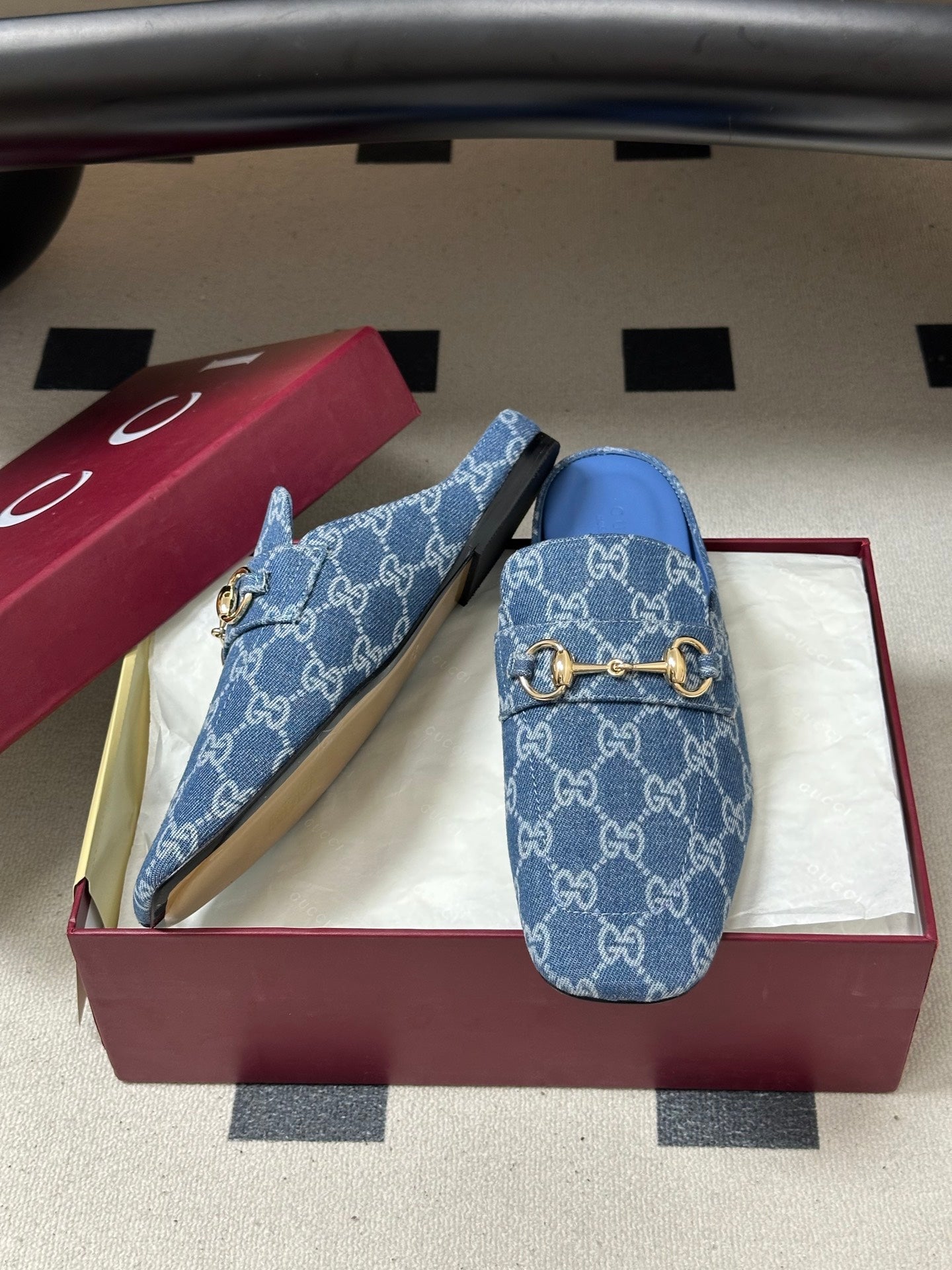 26S HORSEBIT LOAFER MULES IN BLUE DENIM mysite
