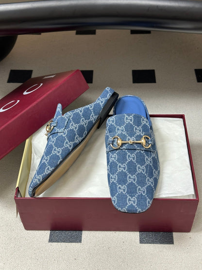 26S HORSEBIT LOAFER MULES IN BLUE DENIM mysite