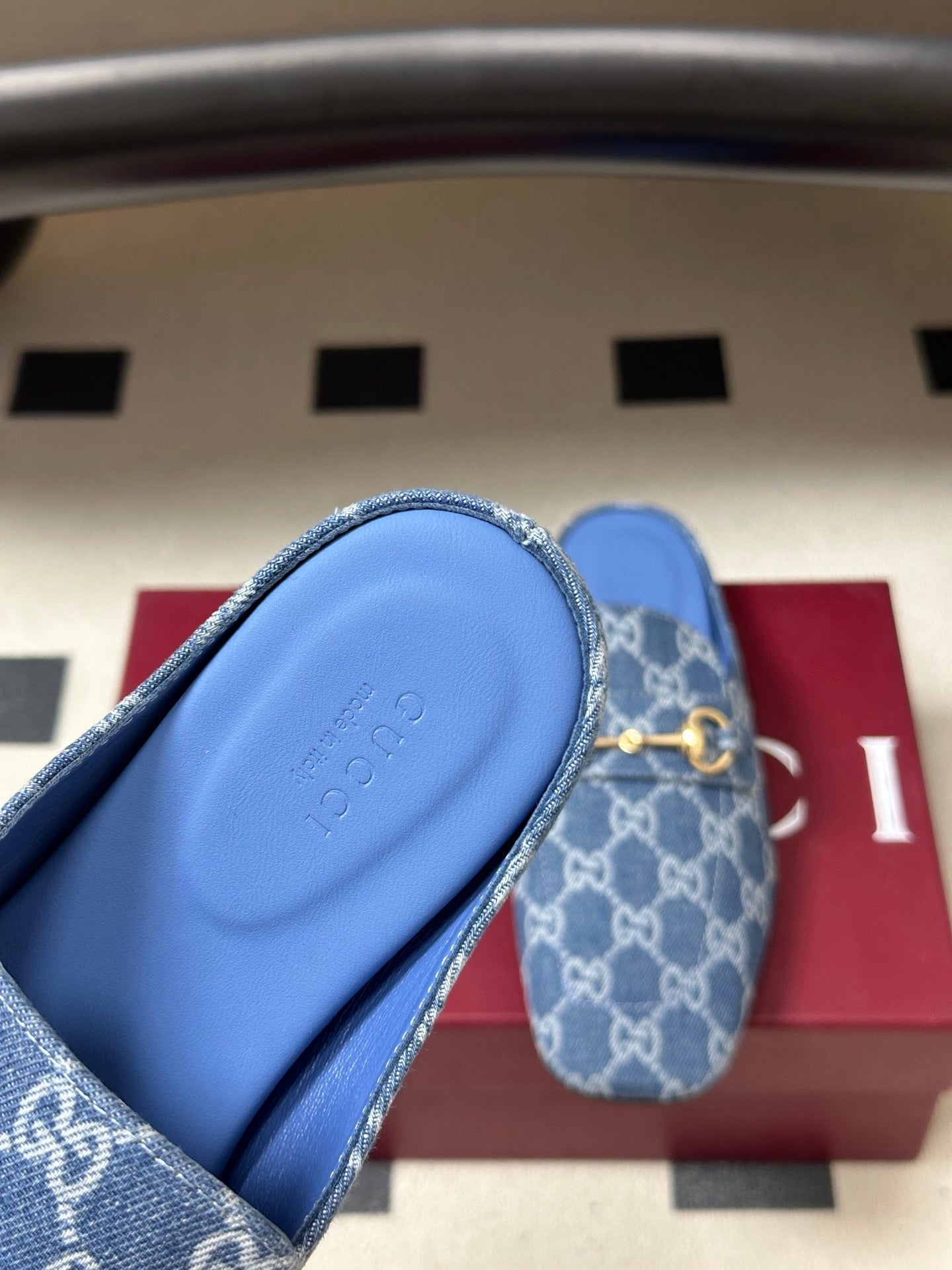26S HORSEBIT LOAFER MULES IN BLUE DENIM mysite