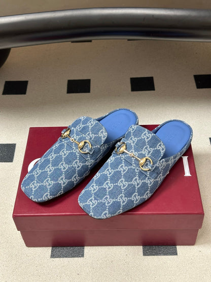 26S HORSEBIT LOAFER MULES IN BLUE DENIM mysite