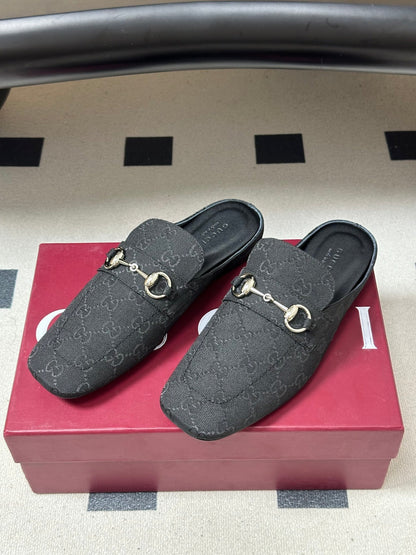 26S HORSEBIT LOAFER MULES IN BLACK CANVAS mysite