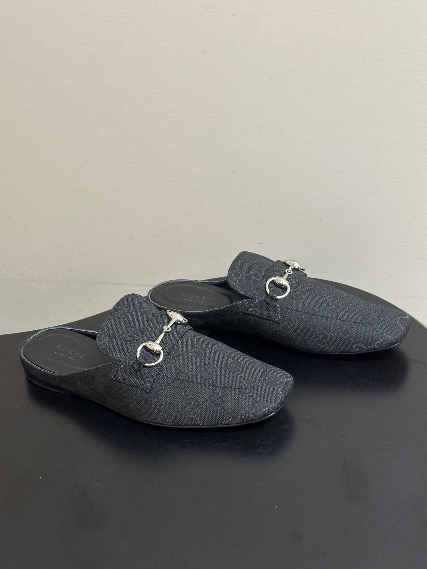 26S HORSEBIT LOAFER MULES IN BLACK CANVAS mysite