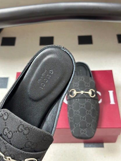 26S HORSEBIT LOAFER MULES IN BLACK CANVAS mysite