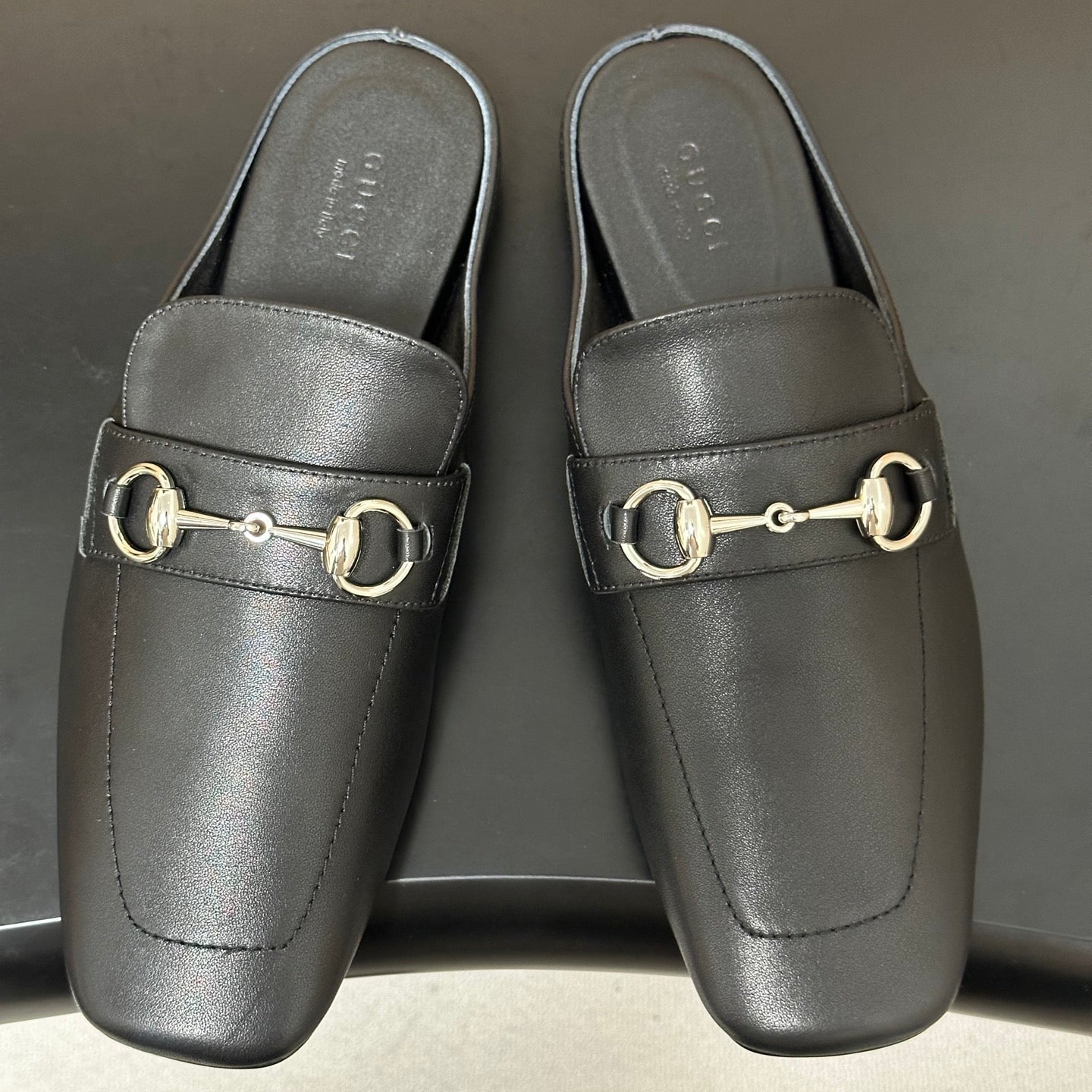 26S HORSEBIT LOAFER MULES IN BLACK CALFSKIN mysite
