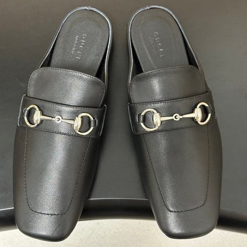 26S HORSEBIT LOAFER MULES IN BLACK CALFSKIN mysite