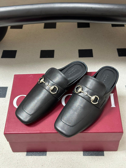 26S HORSEBIT LOAFER MULES IN BLACK CALFSKIN mysite