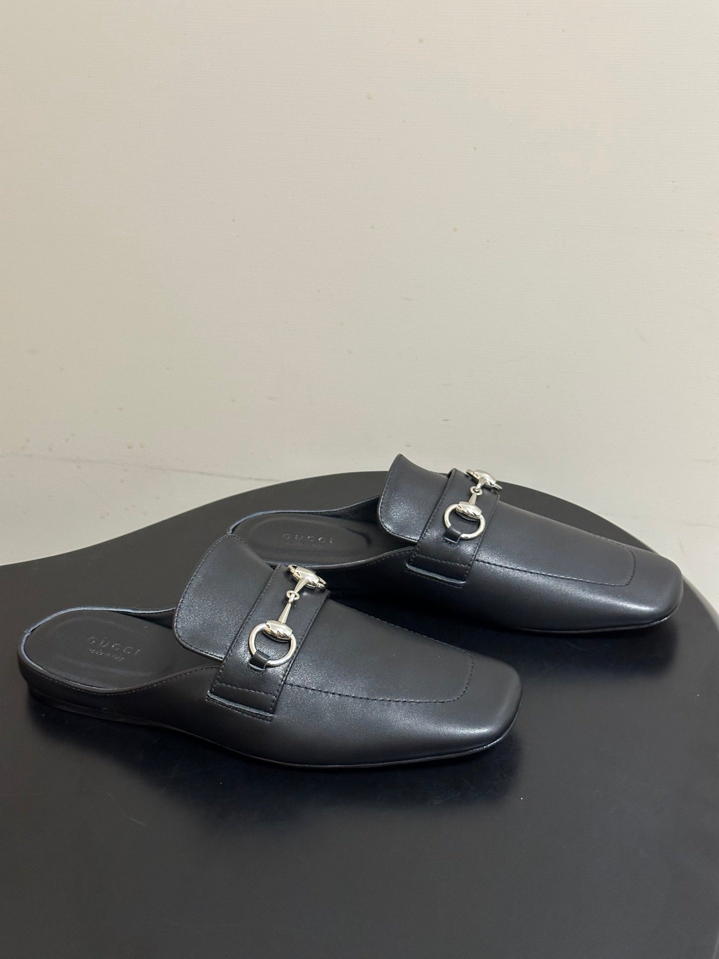 26S HORSEBIT LOAFER MULES IN BLACK CALFSKIN mysite
