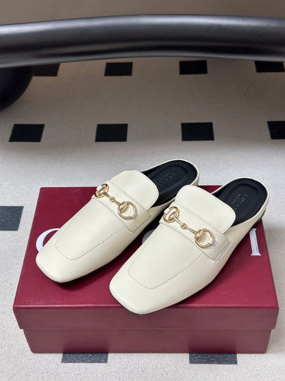 26S HORSEBIT LOAFER MULES IN WHITE CALFSKIN mysite
