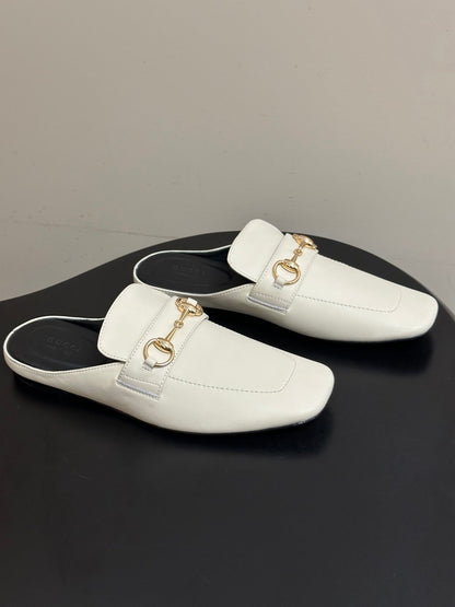26S HORSEBIT LOAFER MULES IN WHITE CALFSKIN mysite