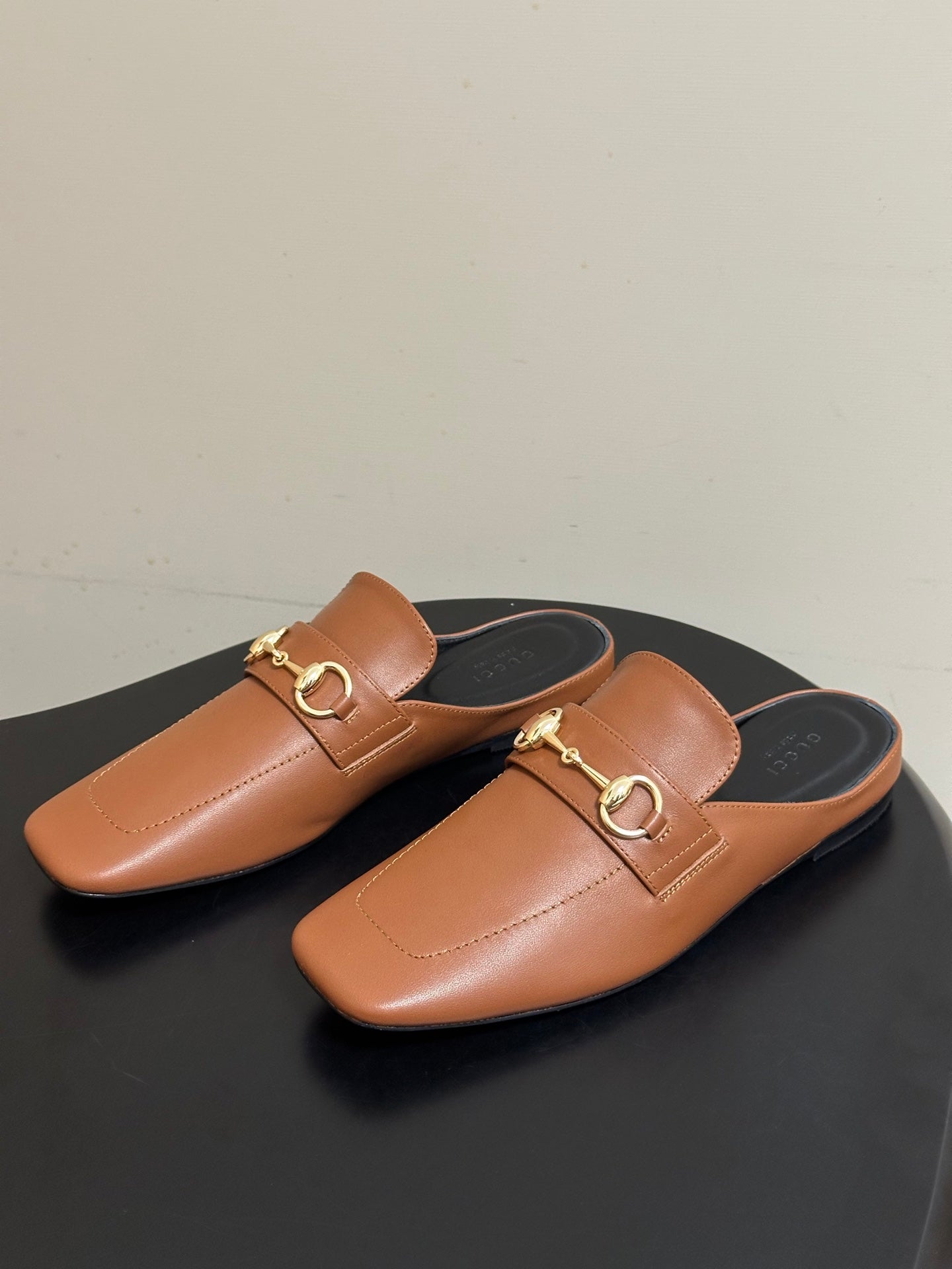 26S HORSEBIT LOAFER MULES IN LIGHT BROWN CALFSKIN mysite