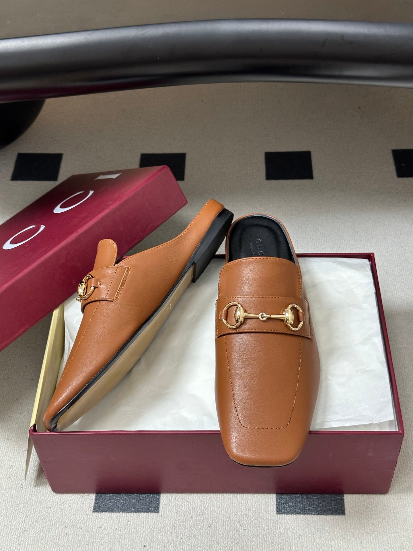 26S HORSEBIT LOAFER MULES IN LIGHT BROWN CALFSKIN mysite