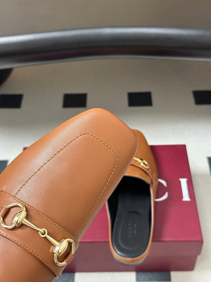 26S HORSEBIT LOAFER MULES IN LIGHT BROWN CALFSKIN mysite