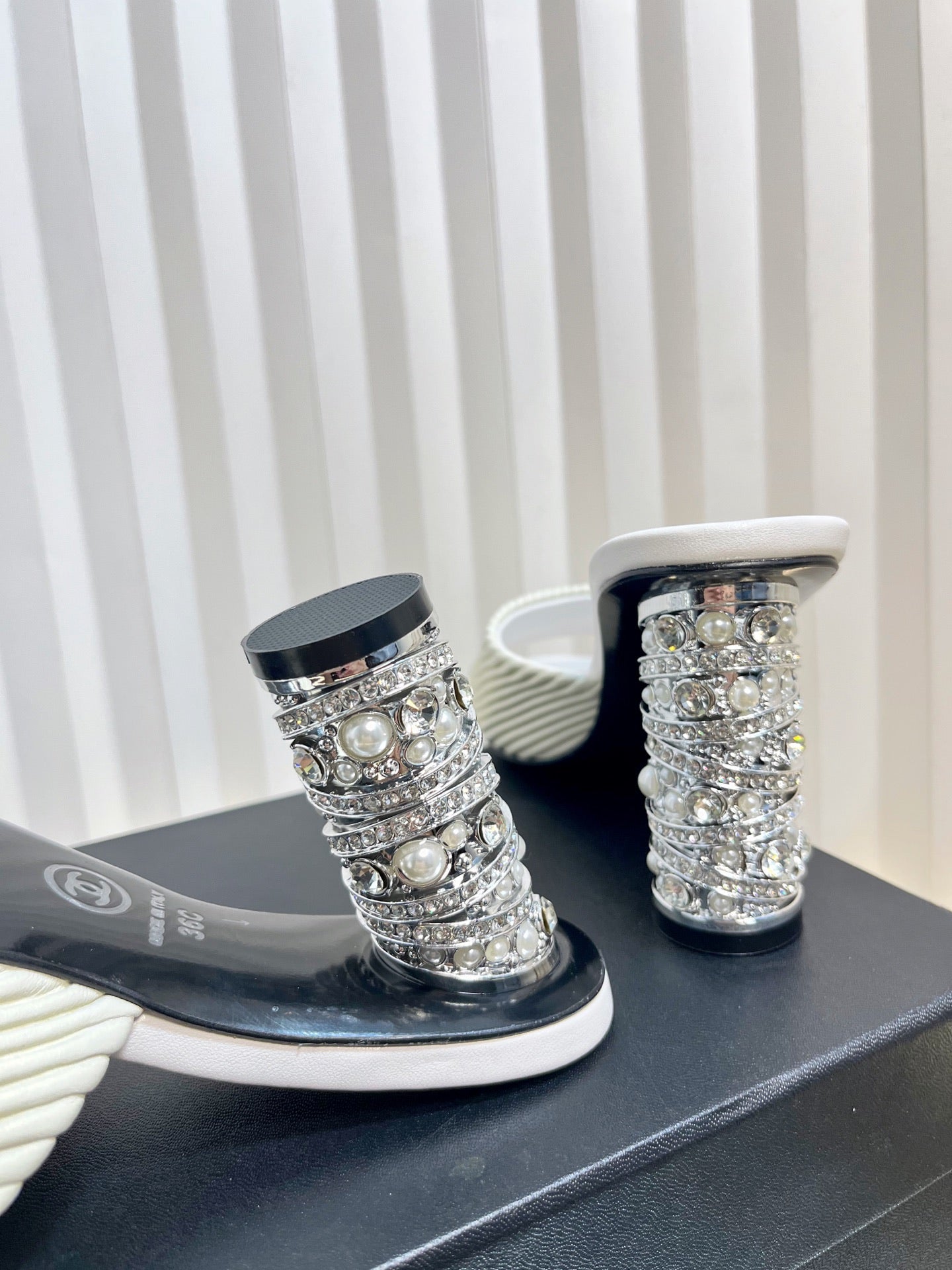 CHANEL 26S EMBELLISHED HEELED SANDALS 80 MM IN WHITE LAMBSKIN mysite